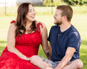 This couple is not looking at the camera but we can see the love.